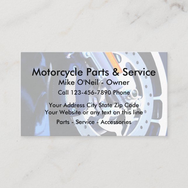 Tarjeta De Visita La motocicleta parte servicio (Anverso)