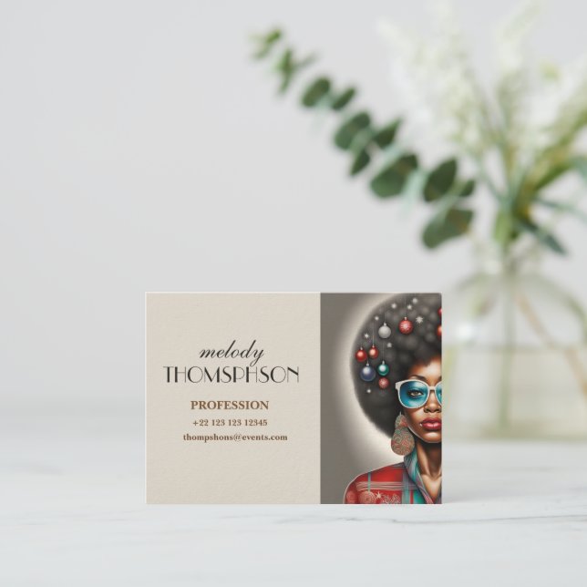 Tarjeta De Visita La mujer africana elegante y bizarro ambiente fest (Anverso de pie)