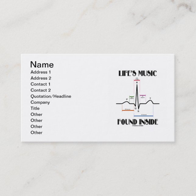 Tarjeta De Visita La música de la vida encontrada dentro (latido del (Anverso)