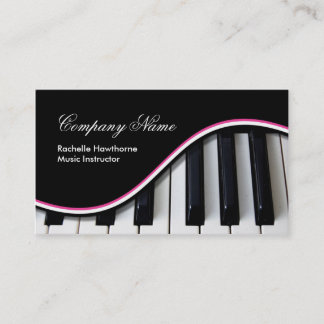 Tarjeta De Visita La música del piano cierra rosa del ~ de las
