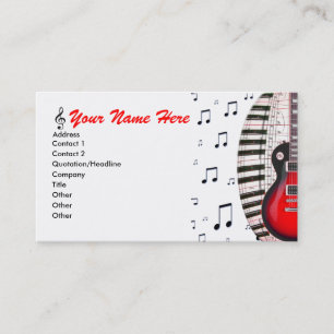 Tarjeta De Visita La música del teclado de piano de la guitarra