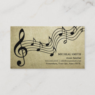 Tarjeta De Visita La música del vintage observa Musical elegante