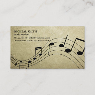Tarjeta De Visita La música del vintage observa Musical elegante