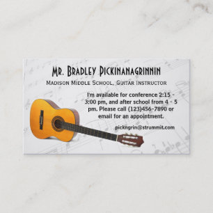 Tarjeta De Visita La música está pensando con el sonido Guitar Teach