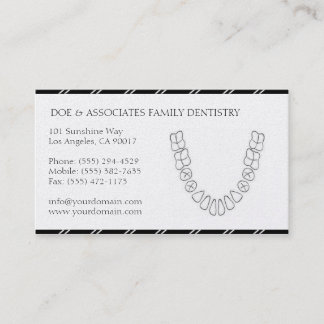 Tarjeta De Visita La oficina dental del DDS del dentista raya el
