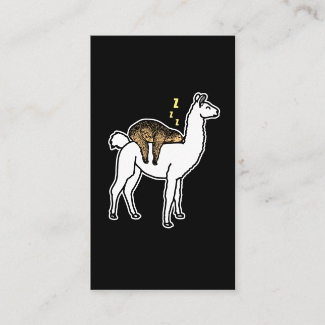 Tarjeta De Visita La pereza duerme en lama de la alpaca (Anverso)