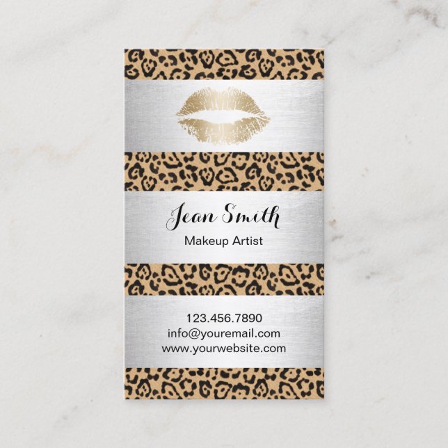 Tarjeta De Visita La plata del estampado leopardo del artista de (Anverso)