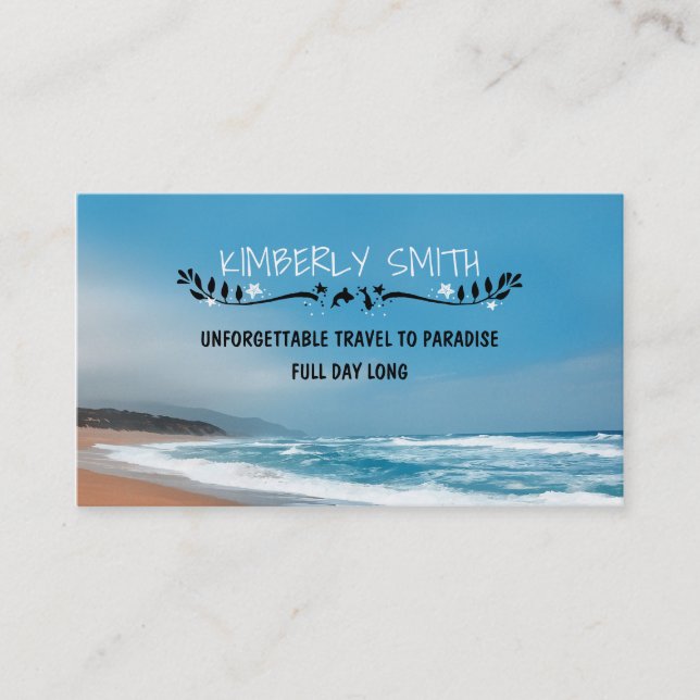 Tarjeta De Visita La playa azul y arena es fantástica (Anverso)