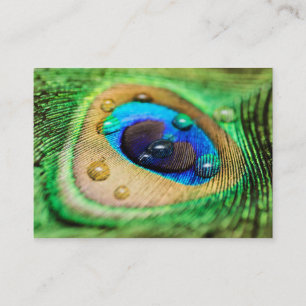 Tarjeta De Visita La pluma macra abstracta del pavo real cae la
