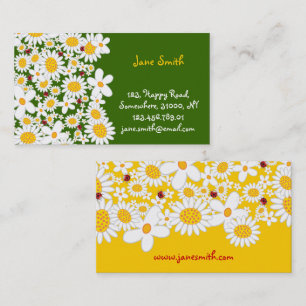 Tarjeta De Visita La primavera de las margaritas blancas florece la