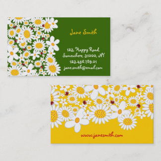 Tarjeta De Visita La primavera de las margaritas blancas florece la