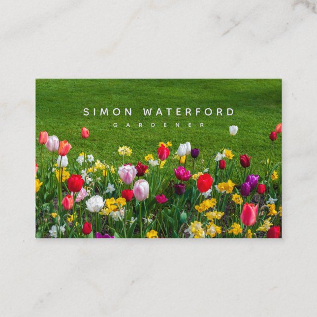 Tarjeta De Visita La primavera florece al jardinero (Anverso)