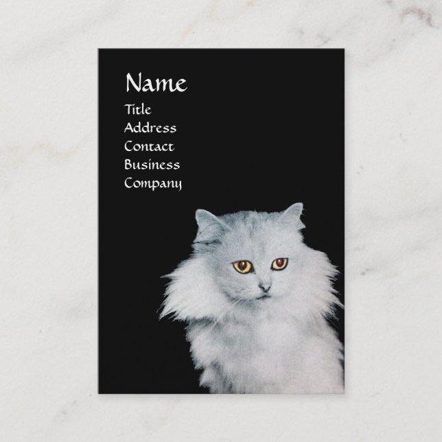 Tarjeta De Visita LA REINA DE LOS GATOS BLANCOS, EL MONOGRAMA rojo,  (Anverso)