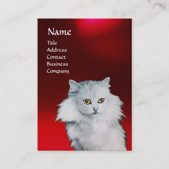 Tarjeta De Visita LA REINA DE LOS GATOS BLANCOS, LA perla de Ruby Ro (Anverso)