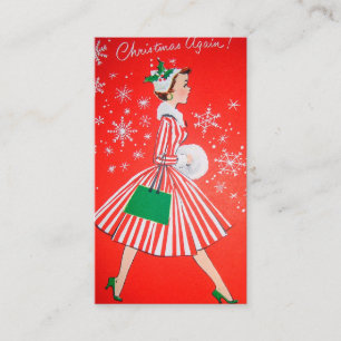 Tarjeta De Visita La señora retra del navidad del vintage añade la