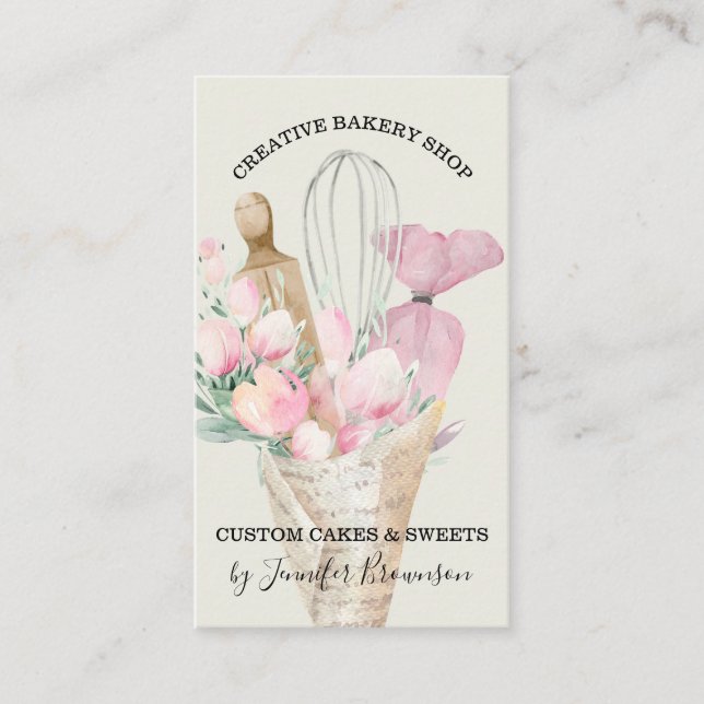 Tarjeta De Visita La sofisticada panadería Green Sage (Anverso)