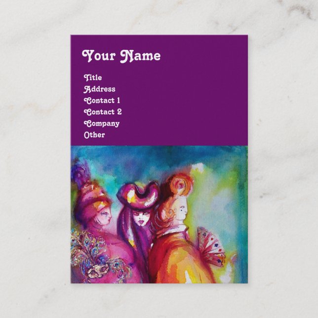 Tarjeta De Visita LA TERCERA MÁSCARA / Diseñador de vestuario ,Artis (Anverso)