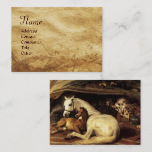 TARJETA DE VISITA LA TIENDA ÁRABE CON CABALLOS, OTROS ANIMALES