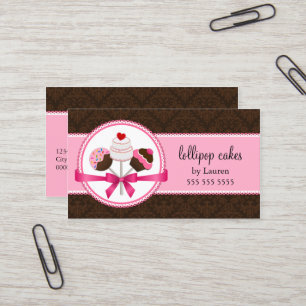 Tarjeta De Visita La torta elegante del damasco hace estallar la