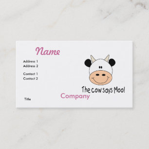Tarjeta De Visita La vaca dice muu