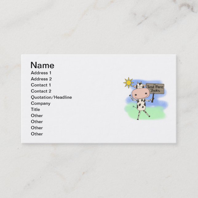 Tarjeta De Visita La vaca leyó más libros (Anverso)