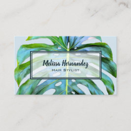 Tarjeta De Visita La vegetación de hojas tropicales de moda y elegan