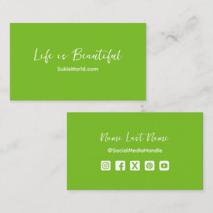 Tarjeta De Visita La vida es bella página web verde blog Medios soci