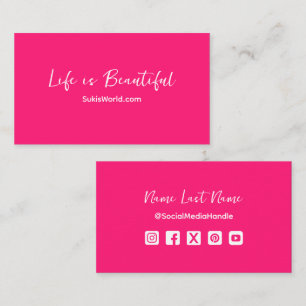 Tarjeta De Visita La vida es bello sitio web rosado blog medios soci