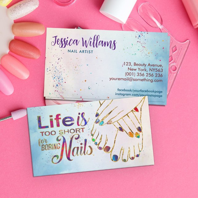 Tarjeta De Visita La vida es demasiado corta - Artista de uñas (Subido por el creador)