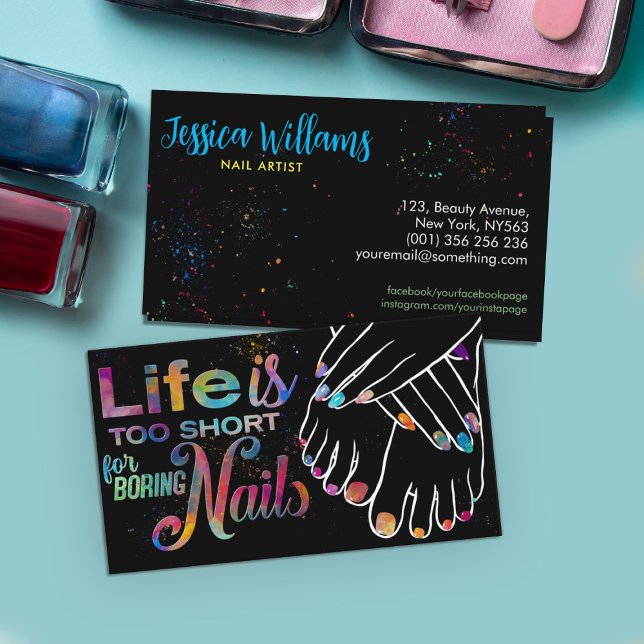 Tarjeta De Visita La vida es demasiado corta - Artista de uñas (Subido por el creador)
