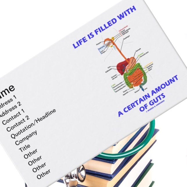 Tarjeta De Visita La Vida Está Llena De Cierta Cantidad De Trizas (Business card for medical practitioners who know that "Life Is Filled With A Certain Amount Of Guts")