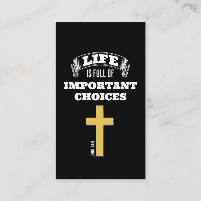 Tarjeta De Visita LA VIDA ESTÁ LLENA DE IMPORTANTES OPCIONES cristia (Anverso)