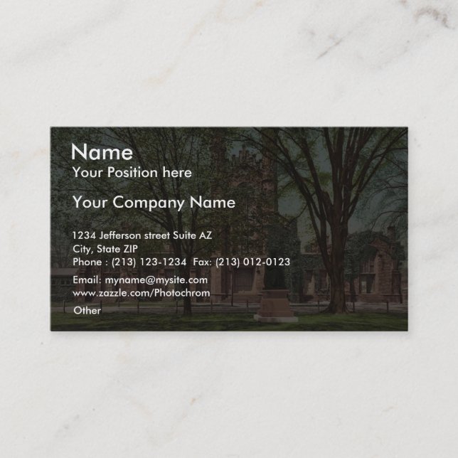 Tarjeta De Visita La vieja biblioteca, la rara fotochrom del Yale Co (Anverso)