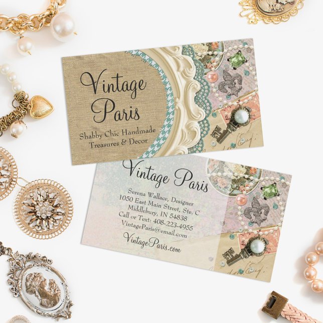 Tarjeta De Visita La vieja historia de París Shabby Chic (Subido por el creador)