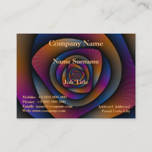 Tarjeta De Visita Laberinto espiral en Naranja azul y rosa