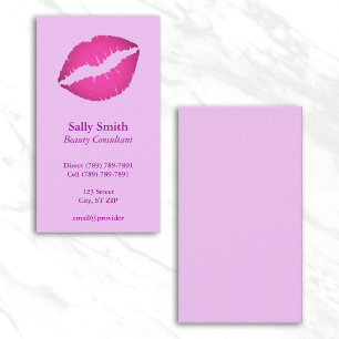 Tarjeta De Visita Labial de Impresión de Beso Rosa Caliente Ombre