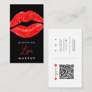 Tarjeta De Visita Labial de Labios Rojos Maquillaje de Tinta para La