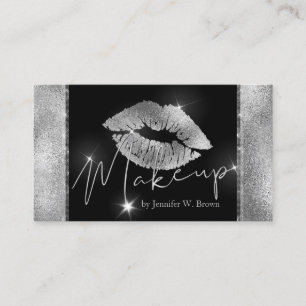 Tarjeta De Visita Labial de plata Maquillaje labios elegante lujo