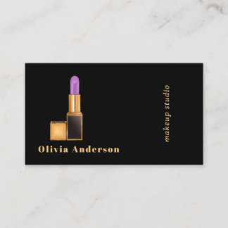 Tarjeta De Visita Labial Purpura Negra Artista de Maquillaje MUA