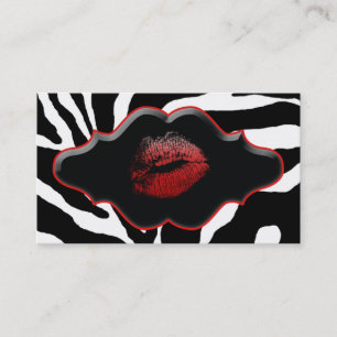 Tarjeta De Visita Labios animales del rojo de la cebra de las