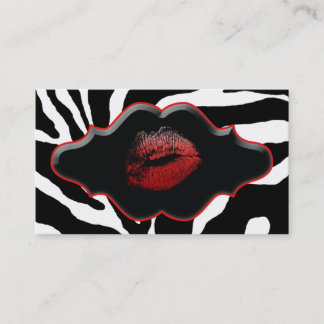 Tarjeta De Visita Labios animales del rojo de la cebra de las