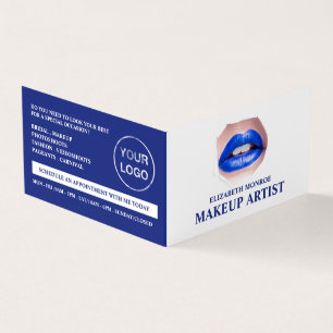 Tarjeta De Visita Labios azules modernos, artista de maquillaje, car