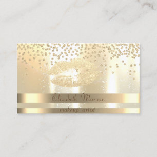 Tarjeta De Visita Labios Brillantes con Diamantes y Rayas Elegantes