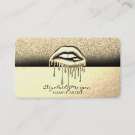 Tarjeta De Visita Labios brillantes con goteo metálico elegante