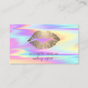 Tarjeta De Visita Labios brillantes modernos dorados, Maquillaje, Ho