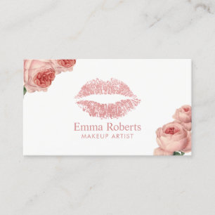 Tarjeta De Visita Labios color de rosa florales del oro del vintage