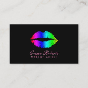 Tarjeta De Visita Labios coloridos del salón de belleza del artista