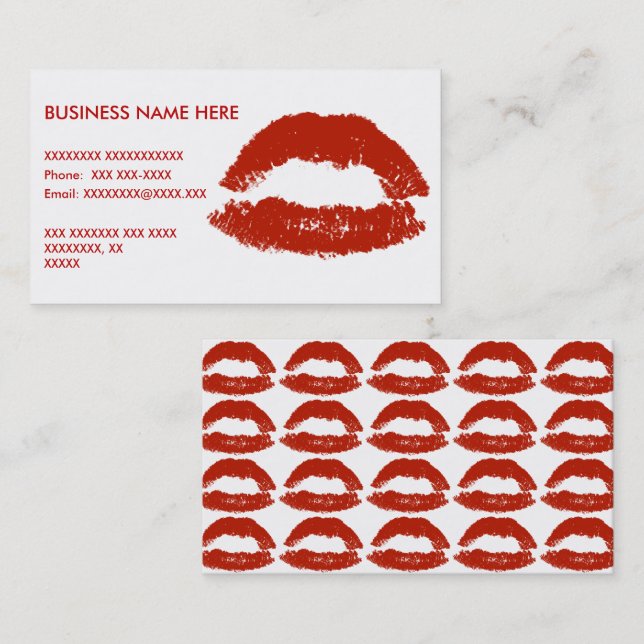 Tarjeta De Visita Labios de arte pop rojo (Anverso / Reverso)