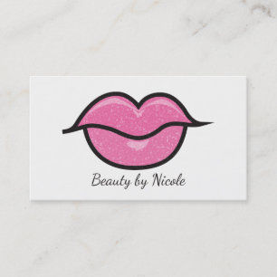 Tarjeta De Visita Labios de brillo rosa beso chic maquillaje glamour