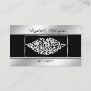 Tarjeta De Visita Labios de Diamantes Elegantes y Sofisticados Profe